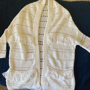 Italian made open front fringe cardigan